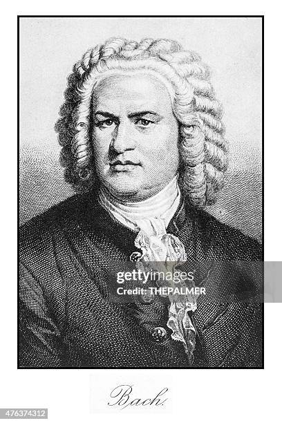 bach engraving - johann sebastian bach stock illustrations