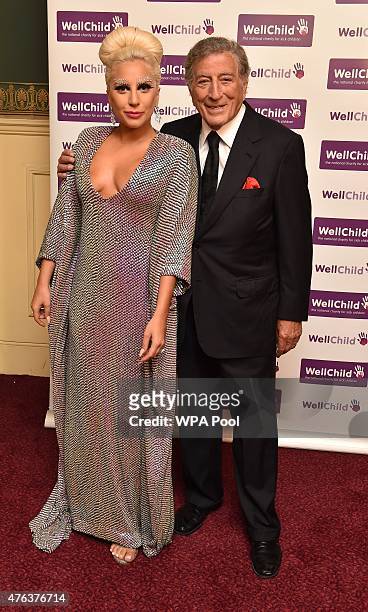 Lady Gaga and Tony Bennett prior to the Gala Concert in aid of WellChild at Royal Albert Hall on June 8, 2015 in London, England.