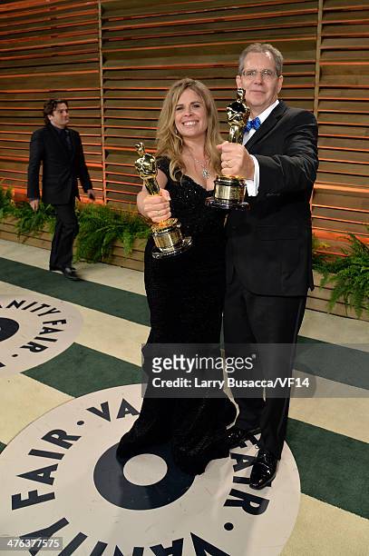 Director Jennifer Lee and director Chris Buck attend the 2014 Vanity Fair Oscar Party Hosted By Graydon Carter on March 2, 2014 in West Hollywood,...
