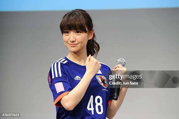 Yuko Oshima of AKB48 attends the press conference for Adidas "Enjin Project" at Ebisu Garden Place on March 3, 2014 in Tokyo, Japan.