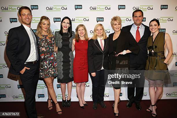 Odd Mom Out Premiere Screening on June 3, 2015 at Florence Gould Hall -- Pictured: Sean Kleier; Abby Elliott; Jill Kargman ; Frances Berwick,...