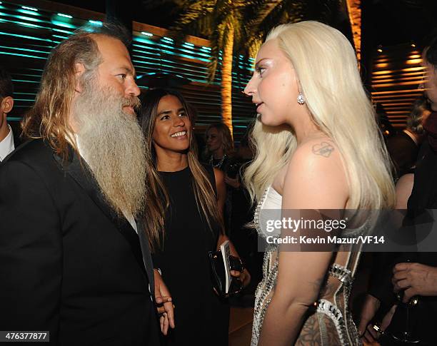 Rick Rubin and Lady Gaga attend the 2014 Vanity Fair Oscar Party Hosted By Graydon Carter on March 2, 2014 in West Hollywood, California.