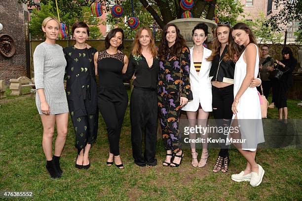 Amber Valletta, Maggie Gyllenhaal, Alicia Keys, Stella McCartney, Liv Tyler, Cara Delevingne and Miranda Kerr attend the Stella McCartney Spring 2016...