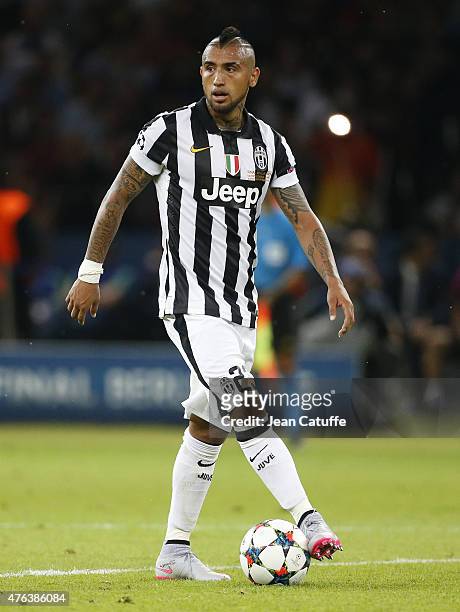 Arturo Vidal of Juventus Turin in action during the UEFA Champions League Final between Juventus Turin and FC Barcelona at Olympiastadion on June 6,...