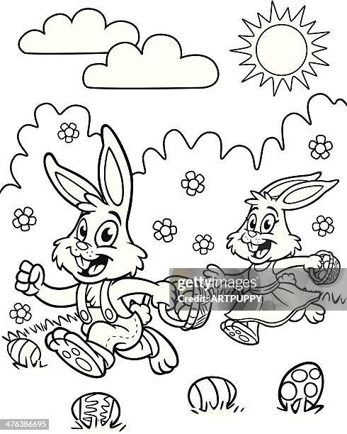 easter bunny coloring page - easter bunny 幅插畫檔、美工圖案、卡通及圖標