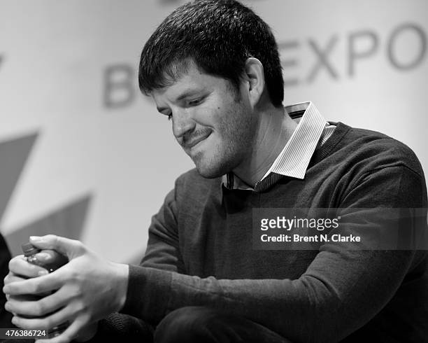 Photographer/author Brandon Stanton appears on stage during the adult book and author breakfast at BookExpo America held at the Javits Center on May...