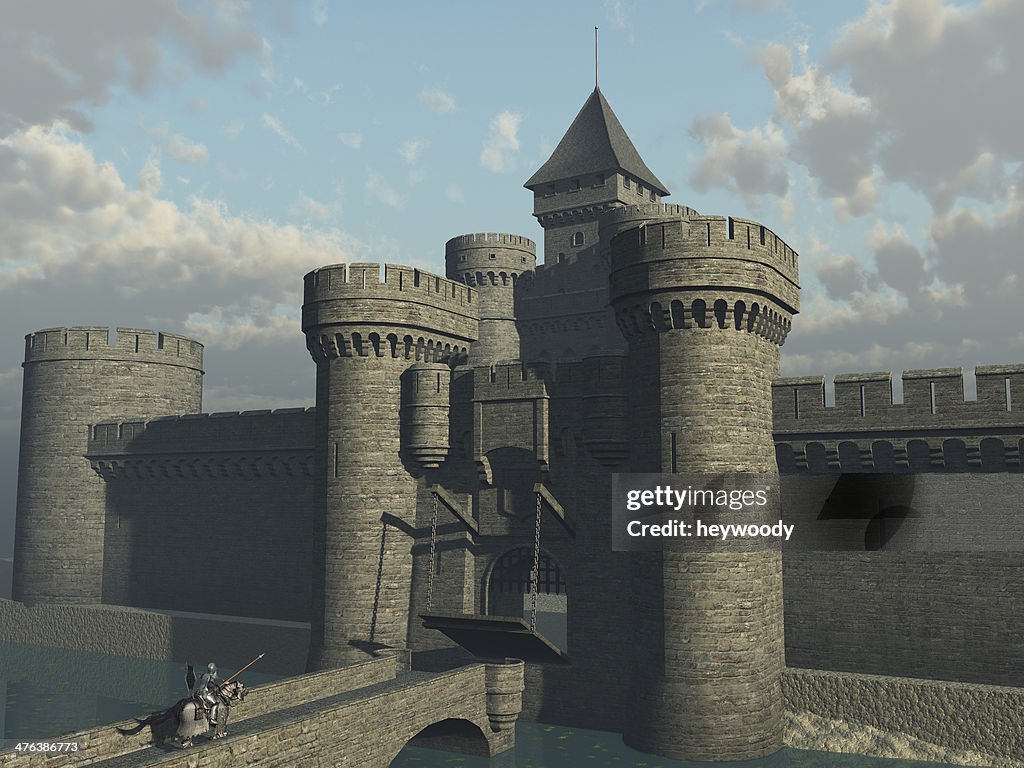 Knight approaching castle gate