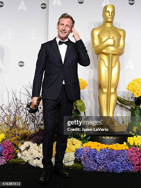 Director Spike Jonze poses in the press room at the 86th annual Academy Awards at Dolby Theatre on March 2, 2014 in Hollywood, California.