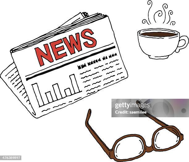newspaper and coffee - article stock illustrations