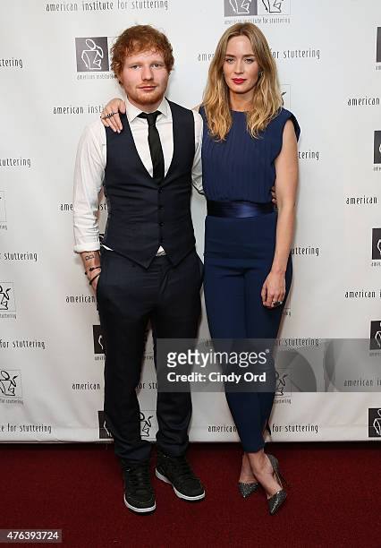 Ed Sheeran and Emily Blunt attend American Institute for Stuttering Freeing Voices Changing Lives 9th Annual Benefit Gala on June 8, 2015 in New York...