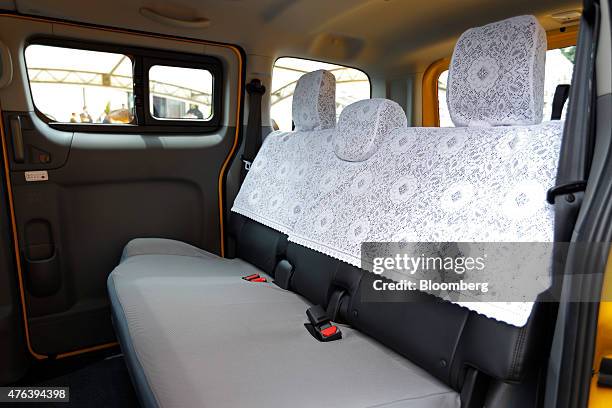 Passenger seats are seen inside a Nissan Motor Co. NV200 Taxi cab for Adachi Taxi Co., one of the Daiwa Motor Transportation Co. Group companies...