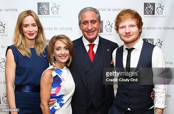 Emily Blunt, Angie Macuga, Arthur Blank and Ed Sheeran attend American Institute for Stuttering Freeing Voices Changing Lives 9th Annual Benefit Gala...