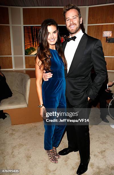 Model Elizabeth Chambers and Armie Hammer attend the 2014 Vanity Fair Oscar Party Hosted By Graydon Carter on March 2, 2014 in West Hollywood,...