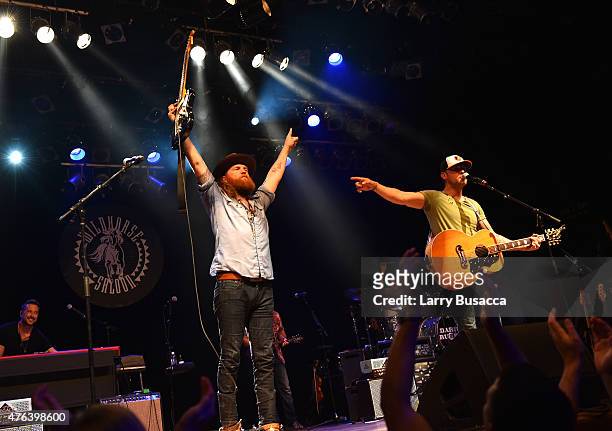 John Osborne and T.J. Osborne of The Brothers Osborne perform at the 6th Annual "Darius And Friends" Concert at Wildhorse Saloon on June 8, 2015 in...
