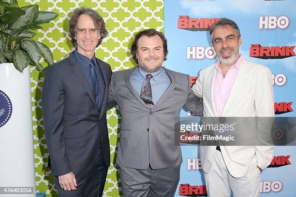 Executive Producer Jay Roach, actor Jack Black and executive producer Roberto Benabib attend HBO's 'The Brink' Los Angeles Premiere at Paramount...