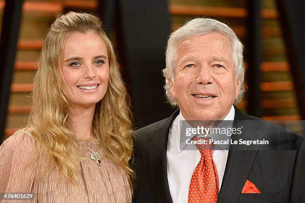 Businessman Robert Kraft and guest attend the 2014 Vanity Fair Oscar Party hosted by Graydon Carter on March 2, 2014 in West Hollywood, California.