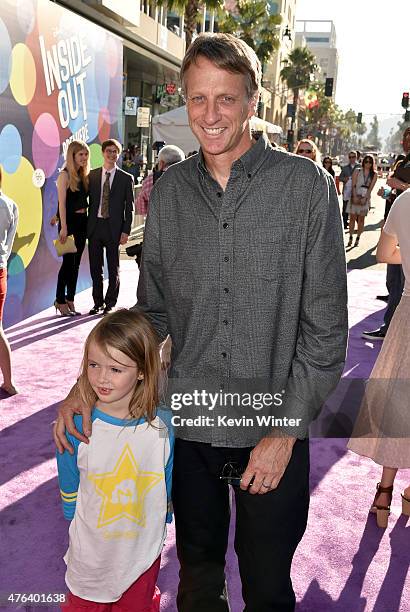 Skateboarder Tony Hawk and Kadence Clover Hawk attend the Los Angeles premiere of Disney-Pixar's "Inside Out" at the El Capitan Theatre on June 8,...