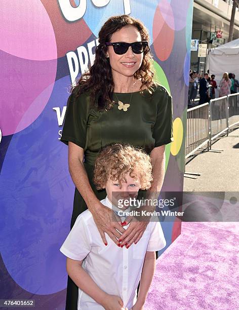 Actress Minnie Driver and her son Henry Story Driver attend the Los Angeles premiere of Disney-Pixar's "Inside Out" at the El Capitan Theatre on June...