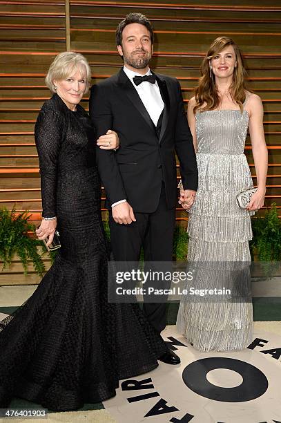 Actors Glenn Close, Ben Affleck and Jennifer Garner attend the 2014 Vanity Fair Oscar Party hosted by Graydon Carter on March 2, 2014 in West...
