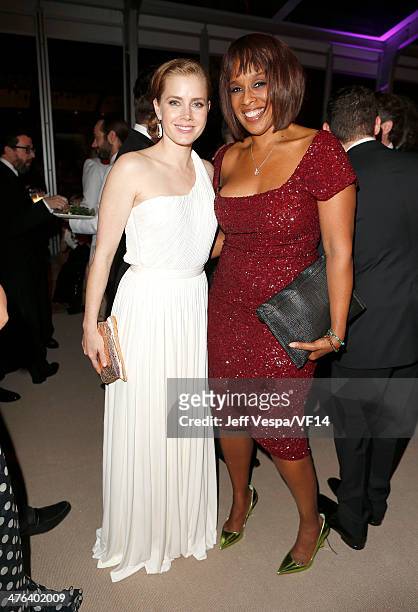 Actress Amy Adams and Gayle King attend the 2014 Vanity Fair Oscar Party Hosted By Graydon Carter on March 2, 2014 in West Hollywood, California.