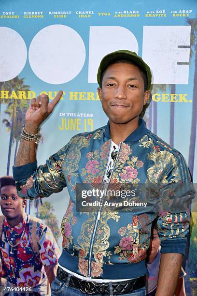 Executive Producer Pharrell Williams attends the Los Angeles premiere of "Dope" in partnership with the Los Angeles Film Festival at Regal Cinemas...