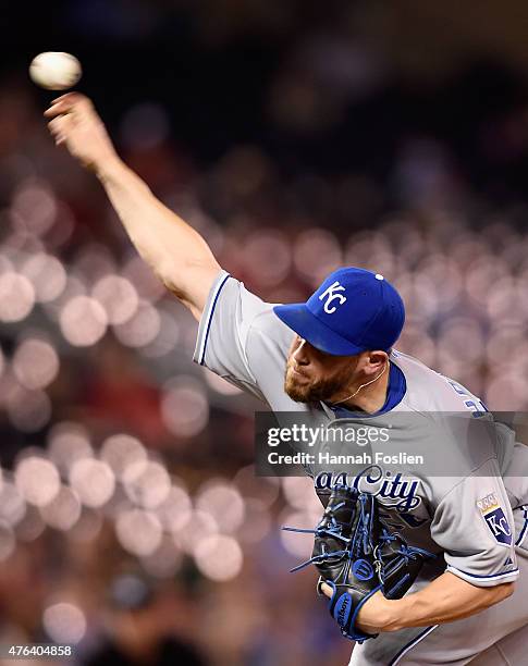 Greg Holland of the Kansas City Royals delivers a pitch against the Minnesota Twins during the ninth inning of the game on June 8, 2015 at Target...