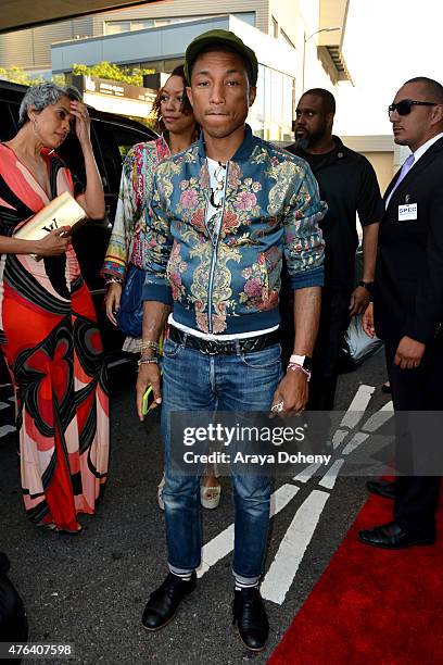 Executive Producer Pharrell Williams attends the Los Angeles premiere of "Dope" in partnership with the Los Angeles Film Festival at Regal Cinemas...