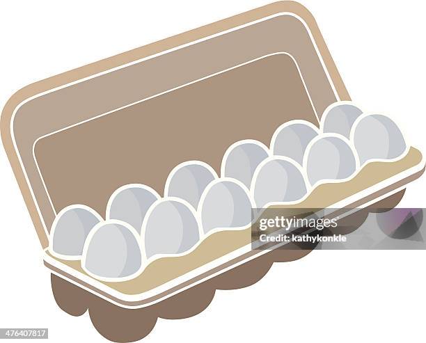 stockillustraties, clipart, cartoons en iconen met carton of eggs - eierdoos