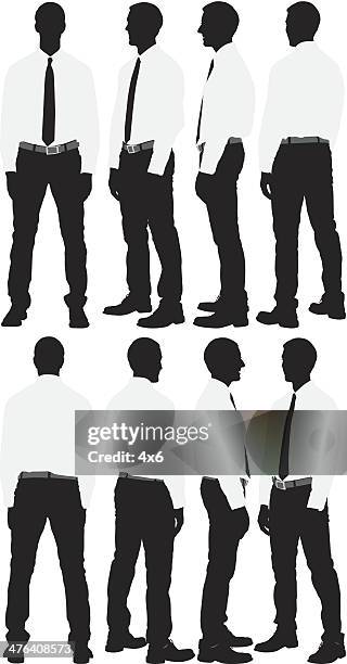multiple silhouette of a businessman - handsome man studio stock illustrations