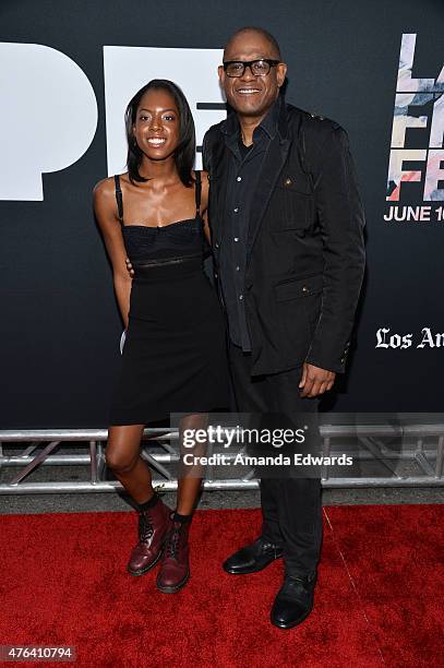 Producer Forest Whitaker and daughter True Whitaker attend the Los Angeles premiere of "Dope" in partnership with the Los Angeles Film Festival at...