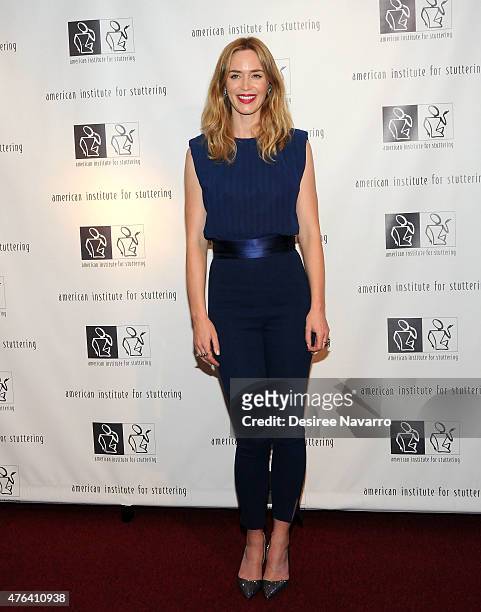 Actress Emily Blunt attends the 9th Annual American Institute For Stuttering Benefit Gala at The Lighthouse at Chelsea Piers on June 8, 2015 in New...