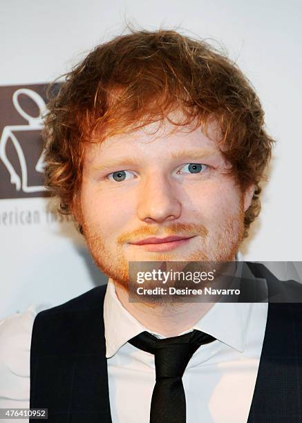 Singer Ed Sheeran attends the 9th Annual American Institute For Stuttering Benefit Gala at The Lighthouse at Chelsea Piers on June 8, 2015 in New...