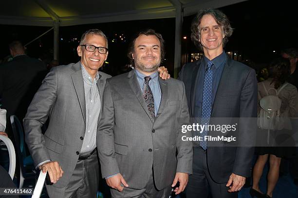 President of HBO Programming Mike Lombardo, actor Jack Black and executive producer Jay Roach attend HBO's 'The Brink' Los Angeles Premiere at...