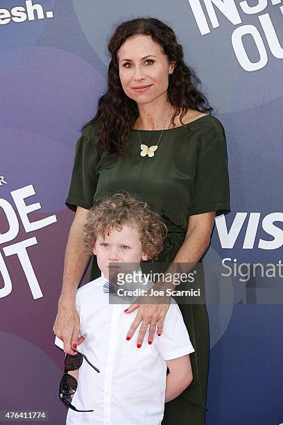 Actress Minnie Driver and son Henry Story Driver attend Disney/Pixar's "Inside Out" Los Angeles Premiere at the El Capitan Theatre on June 8, 2015 in...