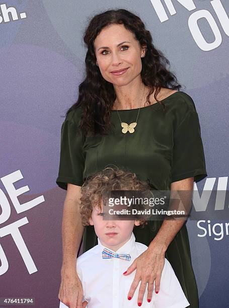 Actress Minnie Driver and son Henry Story Driver attend the premiere of Disney-Pixar's "Inside Out" at the El Capitan Theatre on June 8, 2015 in...