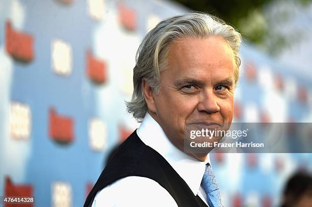 Actor Tim Robbins, arrives at the Premiere Of HBO's "The Brink" at Paramount Studios on June 8, 2015 in Hollywood, California.