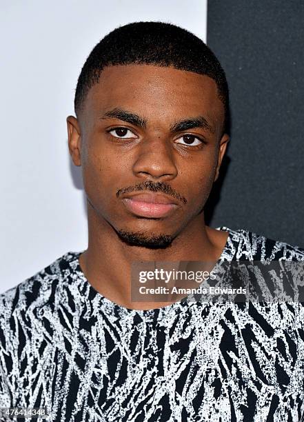 Actor Vince Staples attends the Los Angeles premiere of "Dope" in partnership with the Los Angeles Film Festival at Regal Cinemas L.A. Live on June...