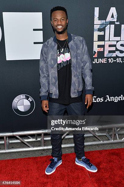 Rapper Casey Veggies attends the Los Angeles premiere of "Dope" in partnership with the Los Angeles Film Festival at Regal Cinemas L.A. Live on June...