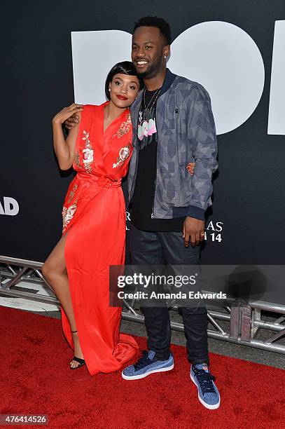Actress Kiersey Clemons and rapper Casey Veggies attend the Los Angeles premiere of "Dope" in partnership with the Los Angeles Film Festival at Regal...