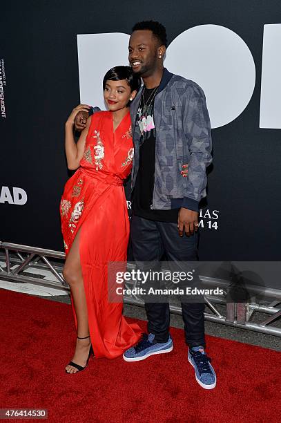 Actress Kiersey Clemons and rapper Casey Veggies attend the Los Angeles premiere of "Dope" in partnership with the Los Angeles Film Festival at Regal...