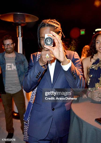 Rapper A$AP Rocky attends the after party for the Los Angeles premiere of "Dope" in partnership with the Los Angeles Film Festival at Regal Cinemas...