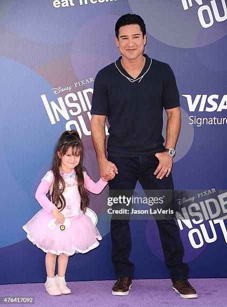 Mario Lopez and daughter Gia Francesca Lopez attend the premiere of "Inside Out" at the El Capitan Theatre on June 8, 2015 in Hollywood, California.