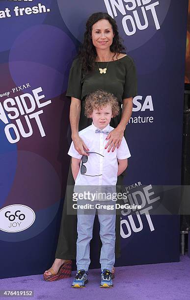 Actress Minnie Driver and son Henry Story Driver arrive at the Los Angeles premiere of Disney/Pixar's "Inside Out" at the El Capitan Theatre on June...