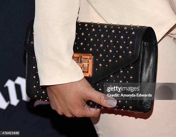 Actress Dascha Polanco, fashion detail, attends the Los Angeles premiere of "Dope" in partnership with the Los Angeles Film Festival at Regal Cinemas...