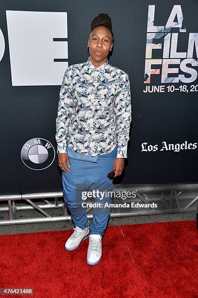 Producer Lena Waithe attends the Los Angeles premiere of "Dope" in partnership with the Los Angeles Film Festival at Regal Cinemas L.A. Live on June...