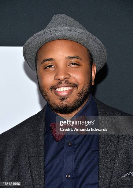 Filmmaker Justin Simien attends the Los Angeles premiere of "Dope" in partnership with the Los Angeles Film Festival at Regal Cinemas L.A. Live on...