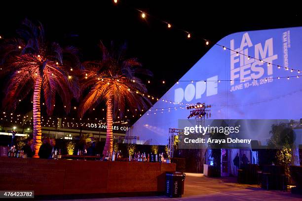 Film Fest signage during the after party for the Los Angeles premiere of "Dope" in partnership with the Los Angeles Film Festival at Regal Cinemas...