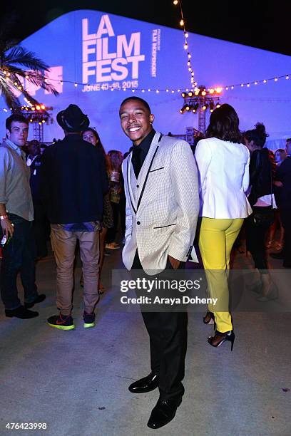 Actor Allen Maldonado attends the after party for the Los Angeles premiere of "Dope" in partnership with the Los Angeles Film Festival at Regal...