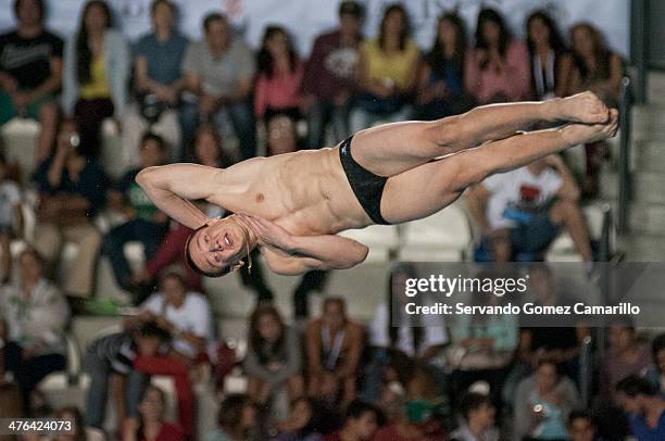 Alexander Beletcev from Russia in action in the 3 meter springboard during the Day 2 of a diving qualifier for the Youth Olympic Games Nanjing 2014...