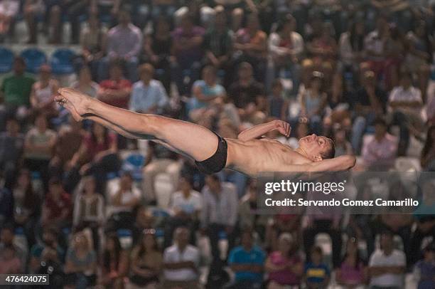 Alexandr Belevtcev in action in the 3 meter springboard during the Day 2 of a diving qualifier for the Youth Olympic Games Nanjing 2014 at the...